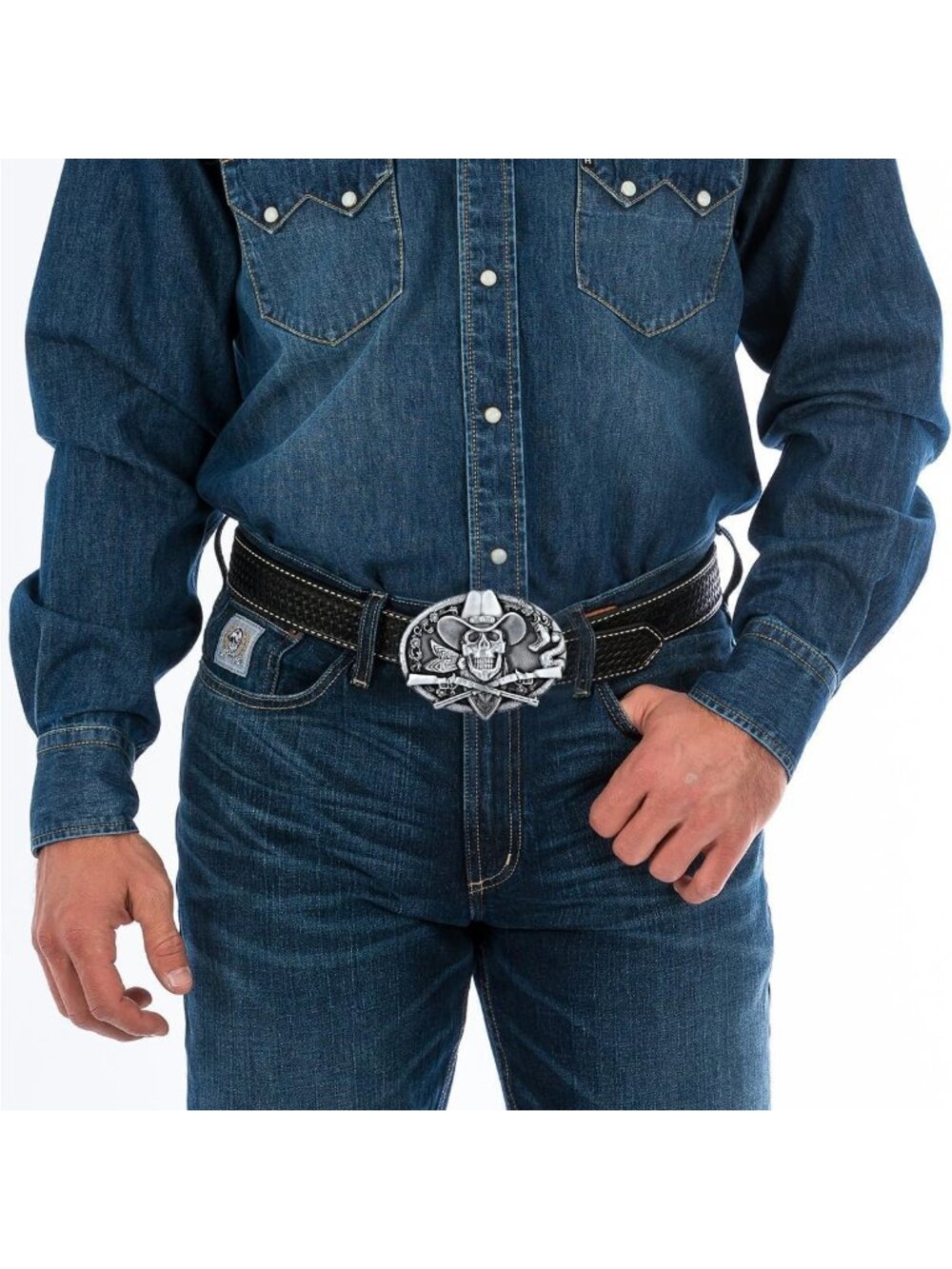 Women Belt Buckle-silver Imported Cowboy Buckle Ghost Skull Western Belt - Picture 3 of 6